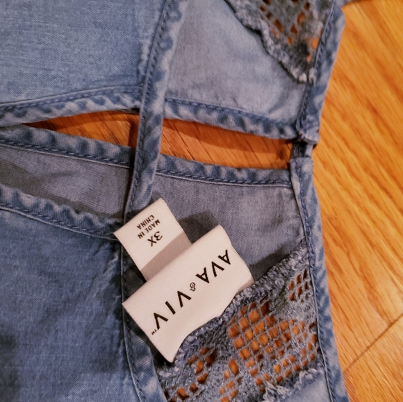 Ava & Viv Lightweight Denim Top with Sleeve Detail - Picture 4 of 4